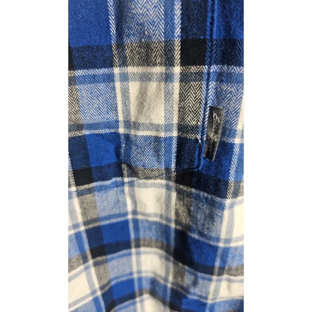 Eddie Bauer Flannel Button Down Shirt Mens Sz 2XL Blue White Plaid Long Sleeve - Picture 5 of 7